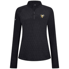 Pittsburgh Penguins Levelwear Women's Spike Raglan Quarter-Zip Top Black