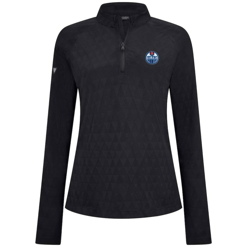 Edmonton Oilers Levelwear Women's Spike Raglan Quarter-Zip Top Black