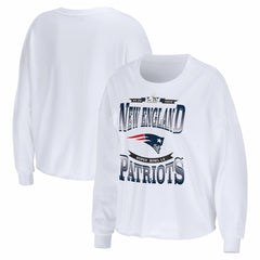 New England Patriots WEAR by Erin Andrews Women's Super Bowl LX Cropped Long Sleeve T-Shirt - White outlet