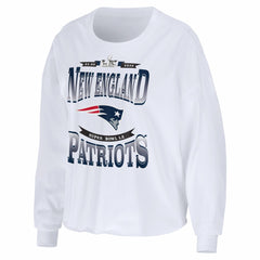 New England Patriots WEAR by Erin Andrews Women's Super Bowl LX Cropped Long Sleeve T-Shirt - White outlet