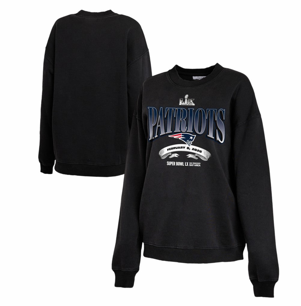 New England Patriots WEAR by Erin Andrews Women's Super Bowl LX Fleece Sweatshirt - Black for sale