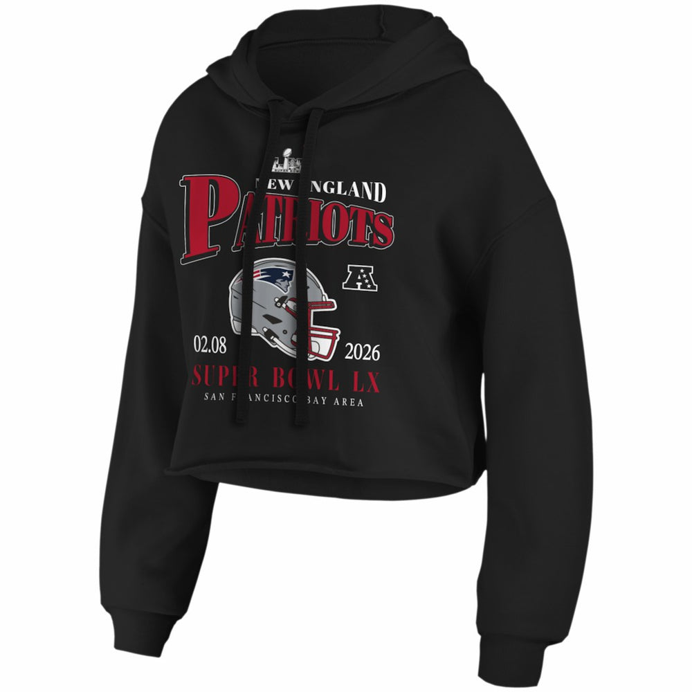 New England Patriots WEAR by Erin Andrews Women's Super Bowl LX Cropped Hoodie - Black outlet