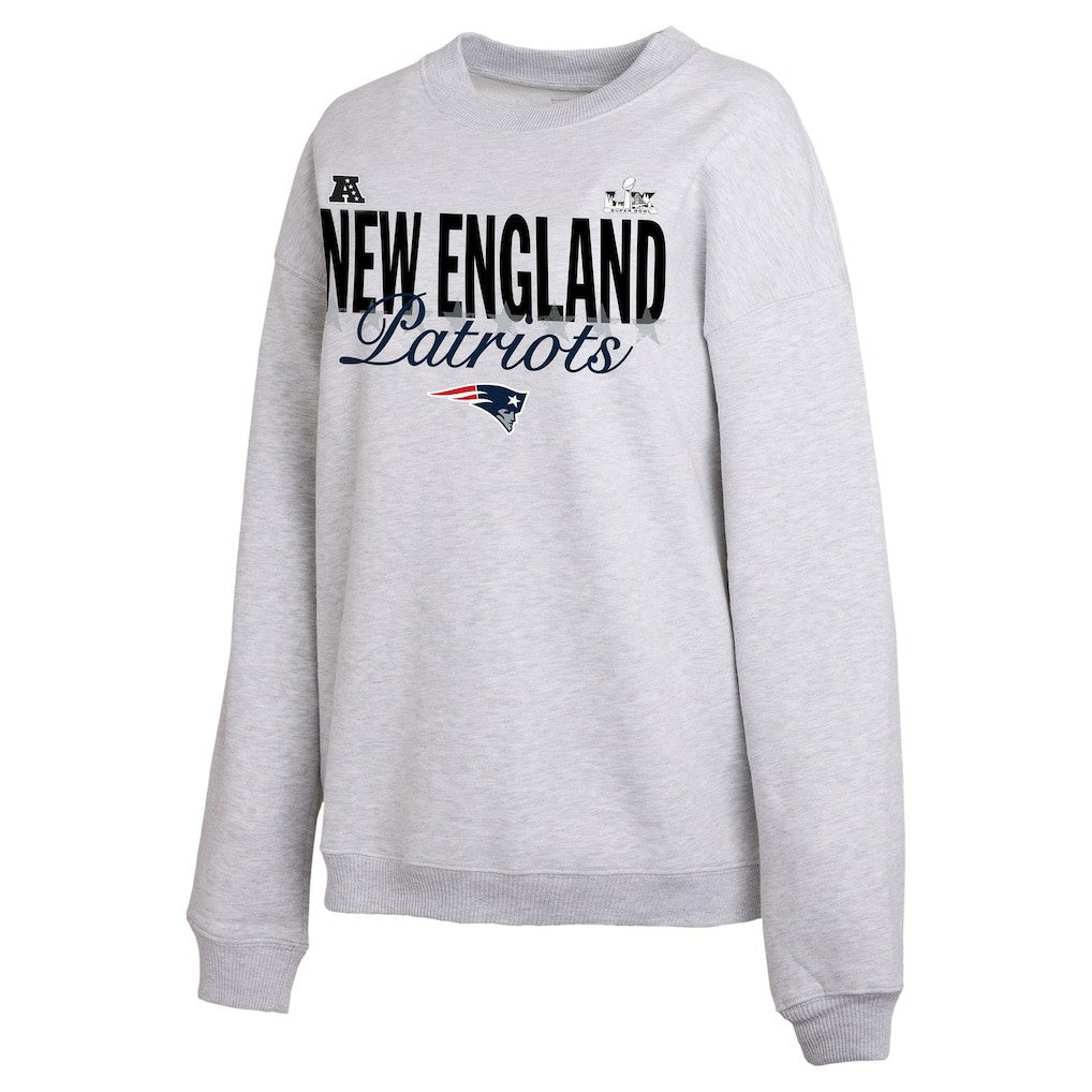 New England Patriots WEAR by Erin Andrews Women's Super Bowl LX Fleece Sweatshirt - Gray for sale