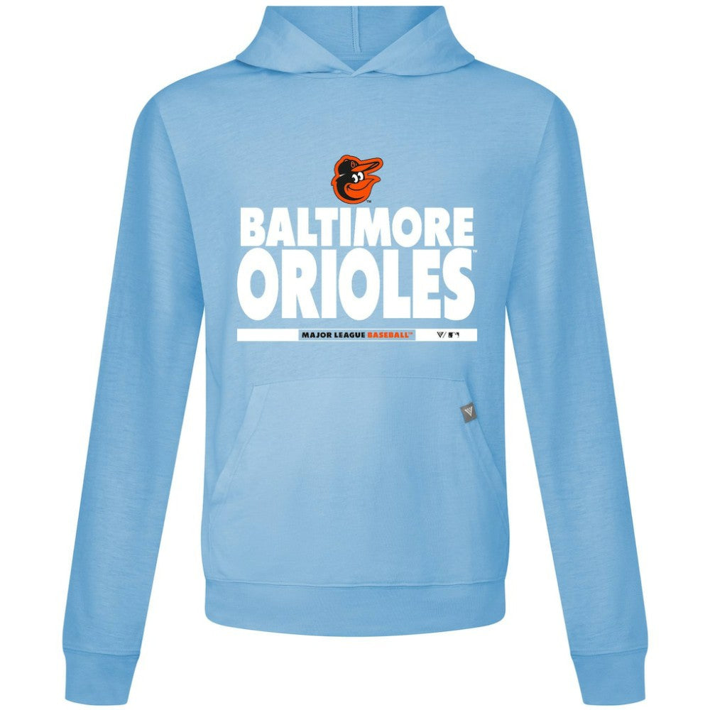 Baltimore Orioles Levelwear Relay Center Stage Long Sleeve Hooded T-Shirt - Light Blue
