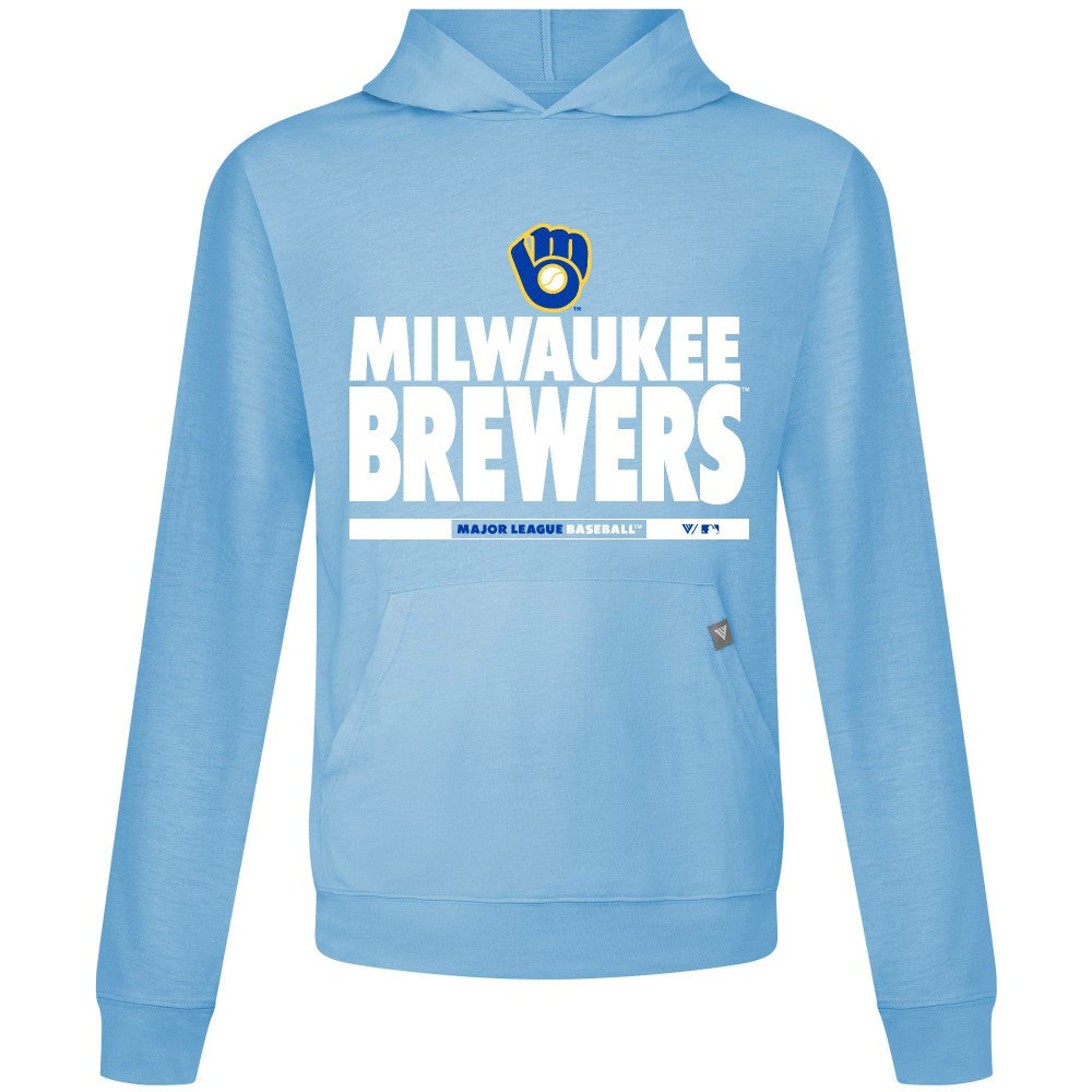 Milwaukee Brewers Levelwear Relay Center Stage Long Sleeve Hooded T-Shirt - Light Blue