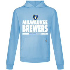 Milwaukee Brewers Levelwear Relay Center Stage Long Sleeve Hooded T-Shirt - Light Blue