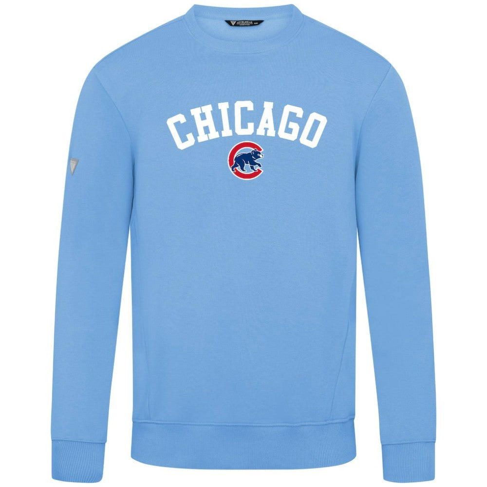 Chicago Cubs Levelwear Zane Felt Arch Pullover Sweatshirt - Light Blue