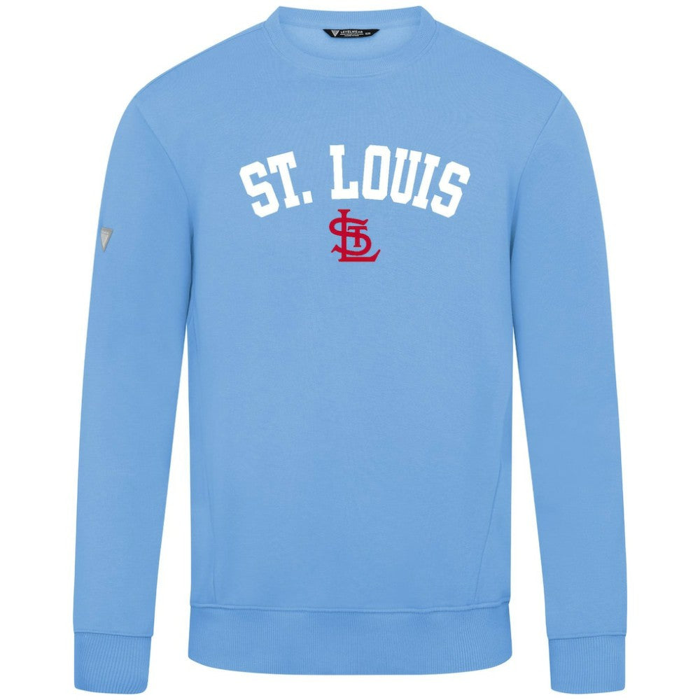 St. Louis Cardinals Levelwear Zane Felt Arch Pullover Sweatshirt - Light Blue