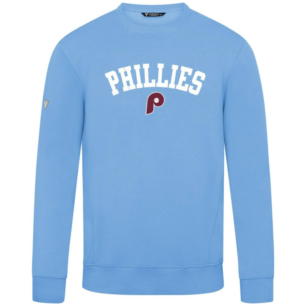 Philadelphia Phillies Levelwear Zane Felt Arch Pullover Sweatshirt - Light Blue