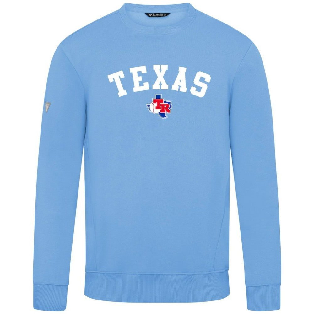 Texas Rangers Levelwear Zane Felt Arch Pullover Sweatshirt - Light Blue