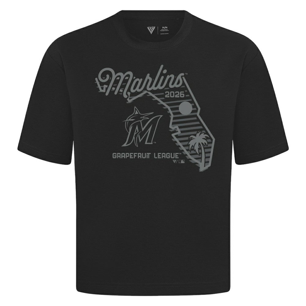 Miami Marlins Levelwear Sunrise Luxe Signature Knit T-Shirt - Black