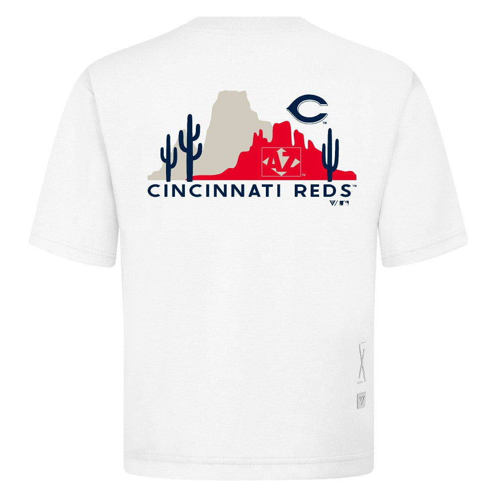 Cincinnati Reds Levelwear Panoramic Luxe Signature Knit T-Shirt - White
