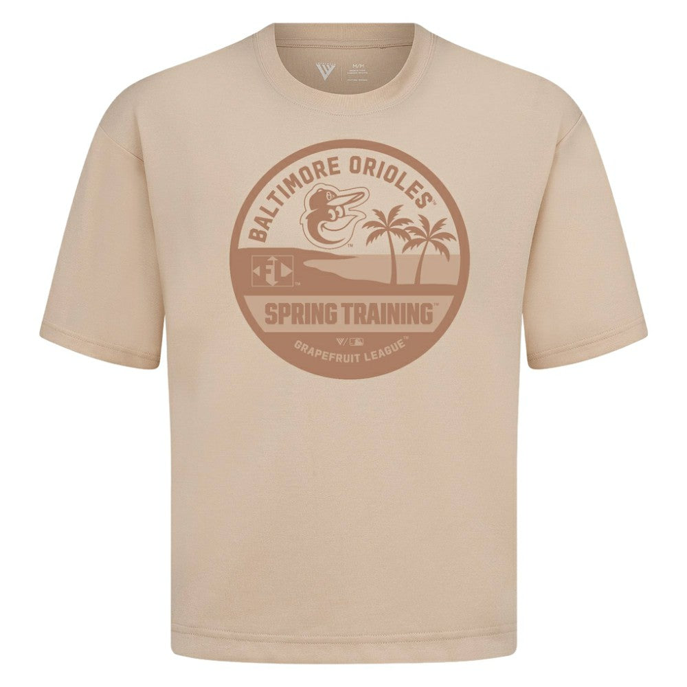 Baltimore Orioles Levelwear Spring Training Badge Luxe Signature Knit T-Shirt - Khaki