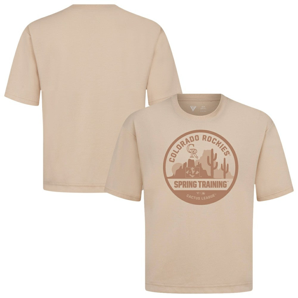 Colorado Rockies Levelwear Spring Training Badge Luxe Signature Knit T-Shirt - Khaki