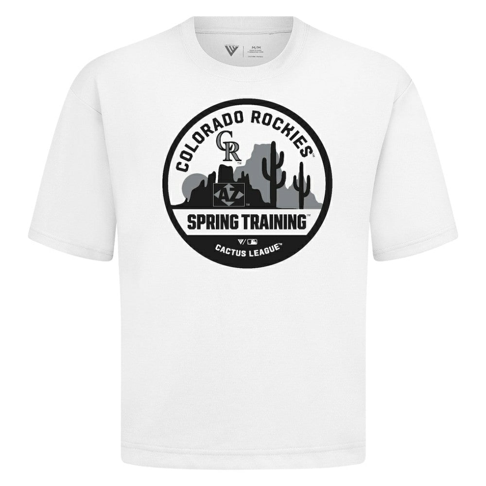 Colorado Rockies Levelwear Spring Training Badge Luxe Signature Knit T-Shirt - White