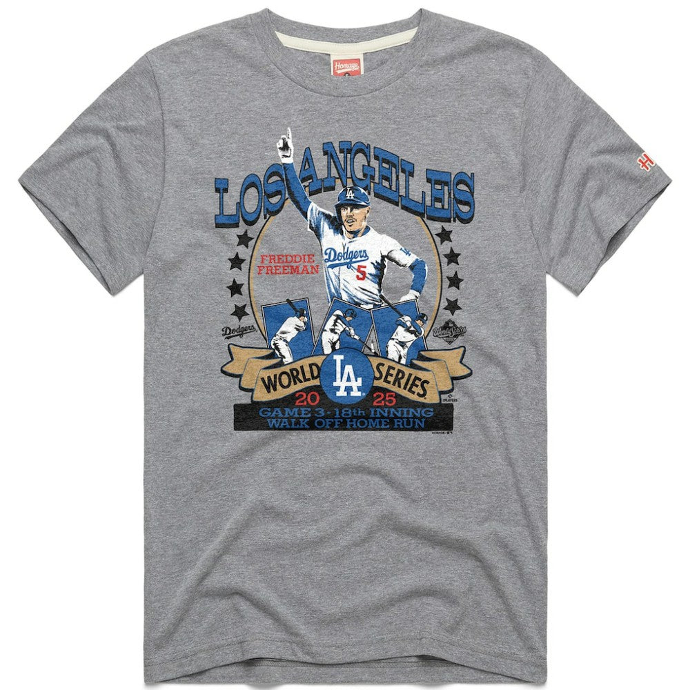 Freddie Freeman Los Angeles Dodgers Homage Unisex 2026 Gold Collection Walk Off Tri-Blend T-Shirt - Gray