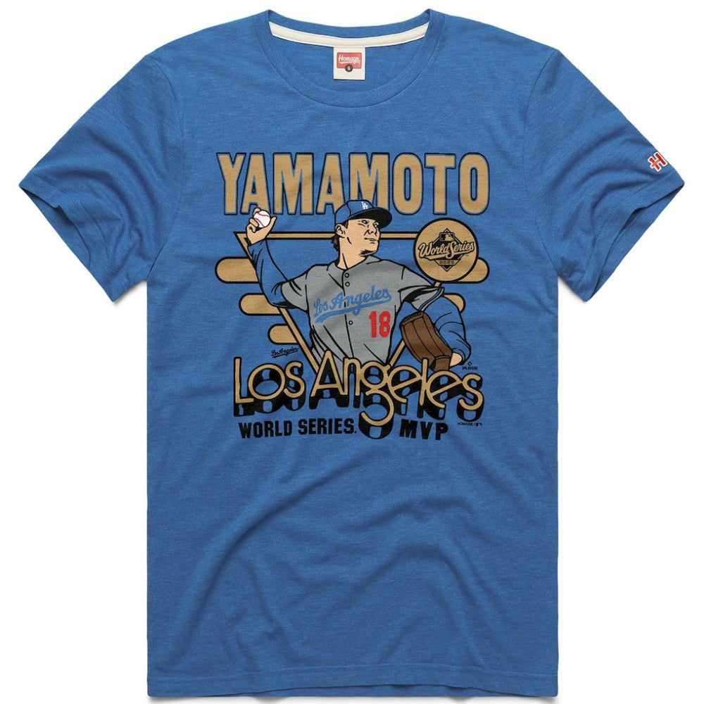 Yoshinobu Yamamoto Los Angeles Dodgers Homage Unisex 2026 Gold Collection World Series MVP Tri-Blend T-Shirt - Royal