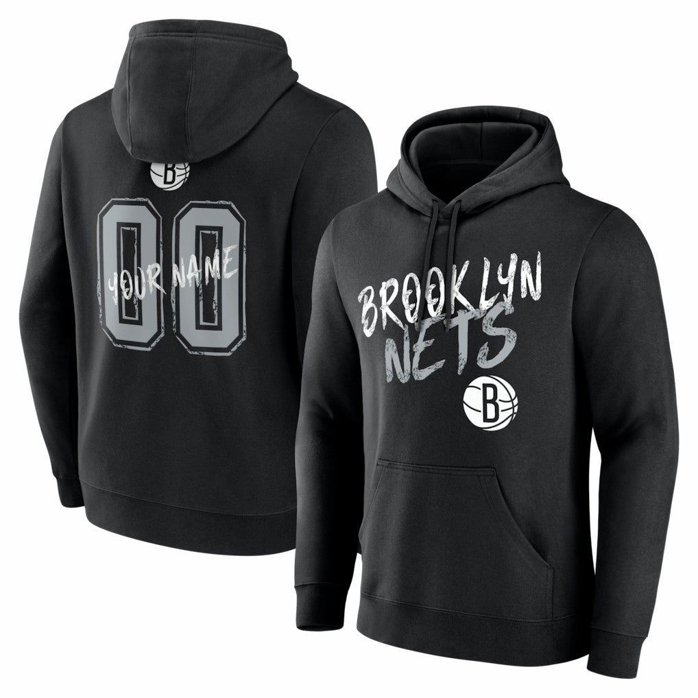 Brooklyn Nets Big & Tall Hustle Personalized Name & Number Hoodie - Black for sale