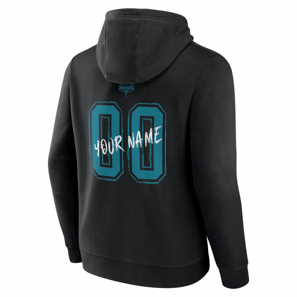Charlotte Hornets Big & Tall Hustle Personalized Name & Number Hoodie - Black on sale