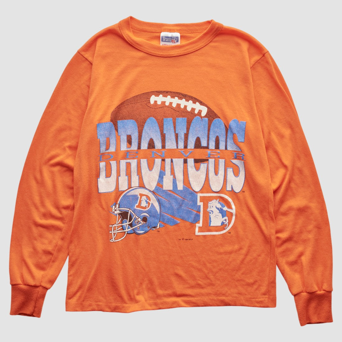 Denver Broncos NFL 90s Long Sleeve T-shirt - Orange Vintage discount
