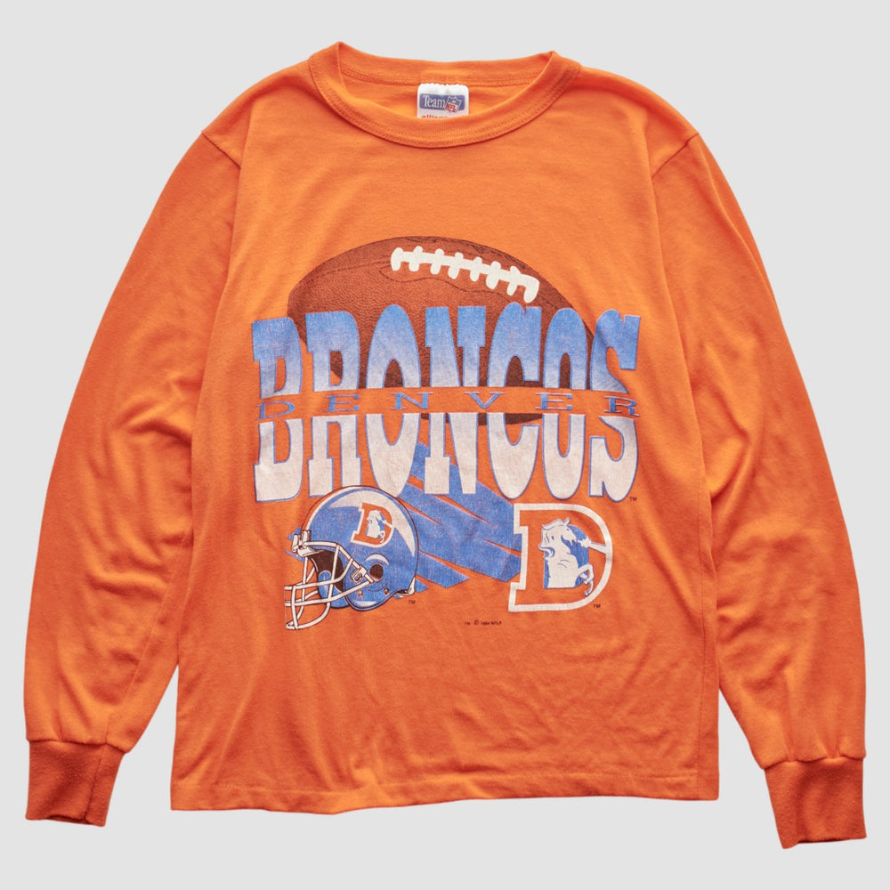 Denver Broncos NFL 90s Long Sleeve T-shirt - Orange Vintage discount