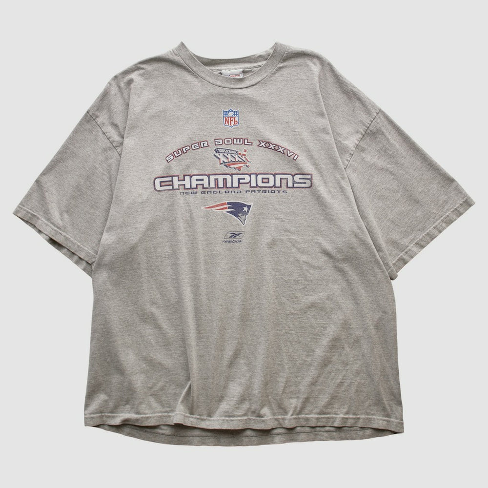 New England Patriots Reebok 2002 T-shirt - Heather Gray Vintage sale