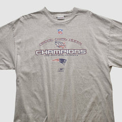 New England Patriots Reebok 2002 T-shirt - Heather Gray Vintage sale