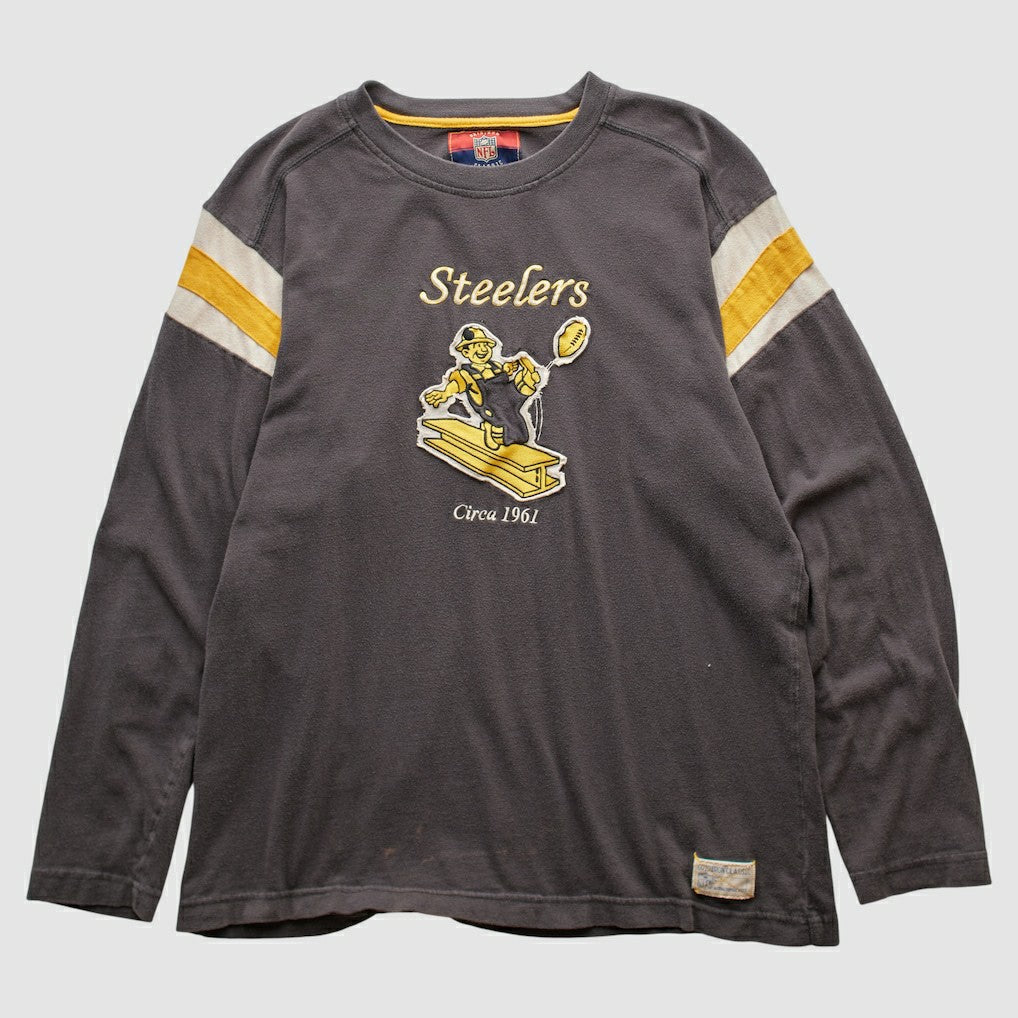 Pittsburgh Steelers Reebok 2000s Long Sleeve T-shirt - Charcoal Vintage online