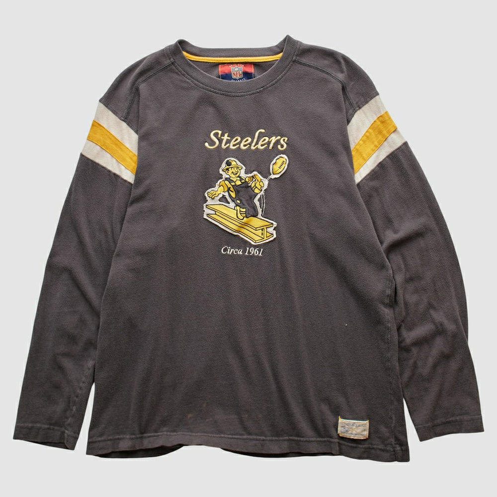 Pittsburgh Steelers Reebok 2000s Long Sleeve T-shirt - Charcoal Vintage online