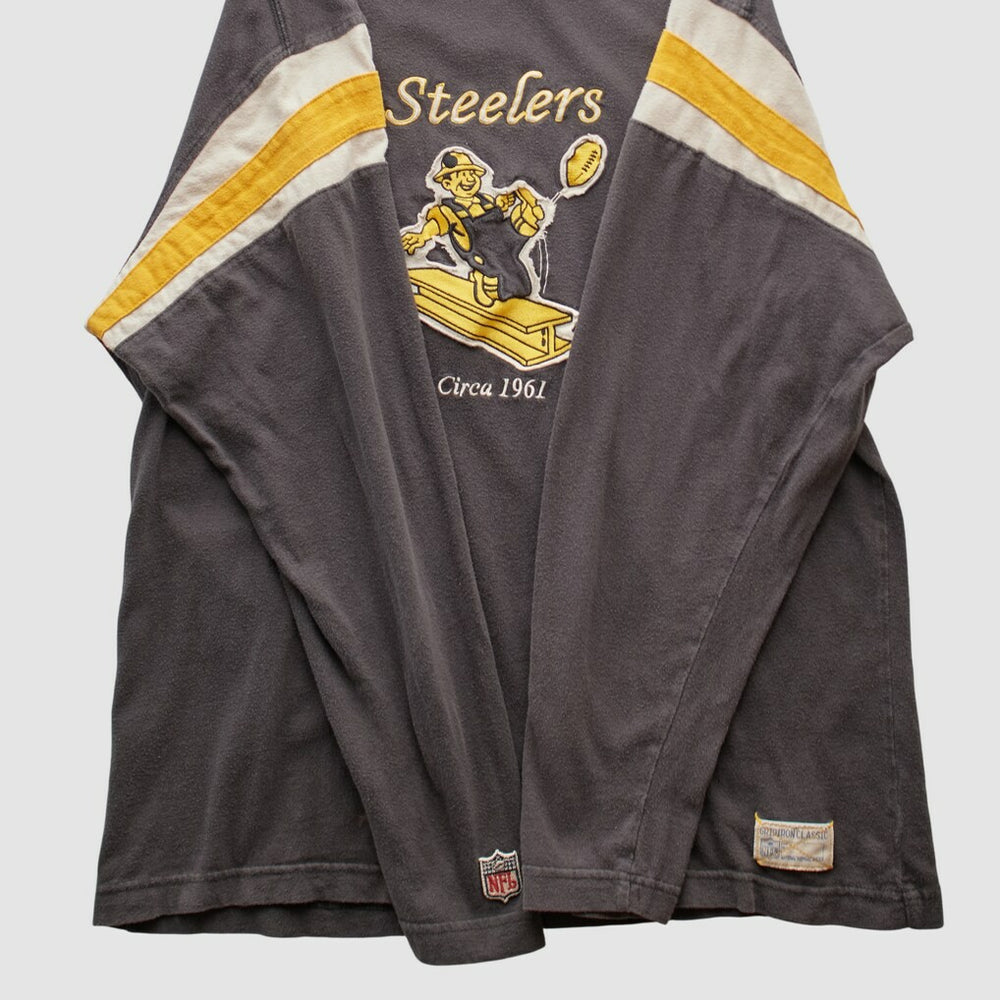 Pittsburgh Steelers Reebok 2000s Long Sleeve T-shirt - Charcoal Vintage online