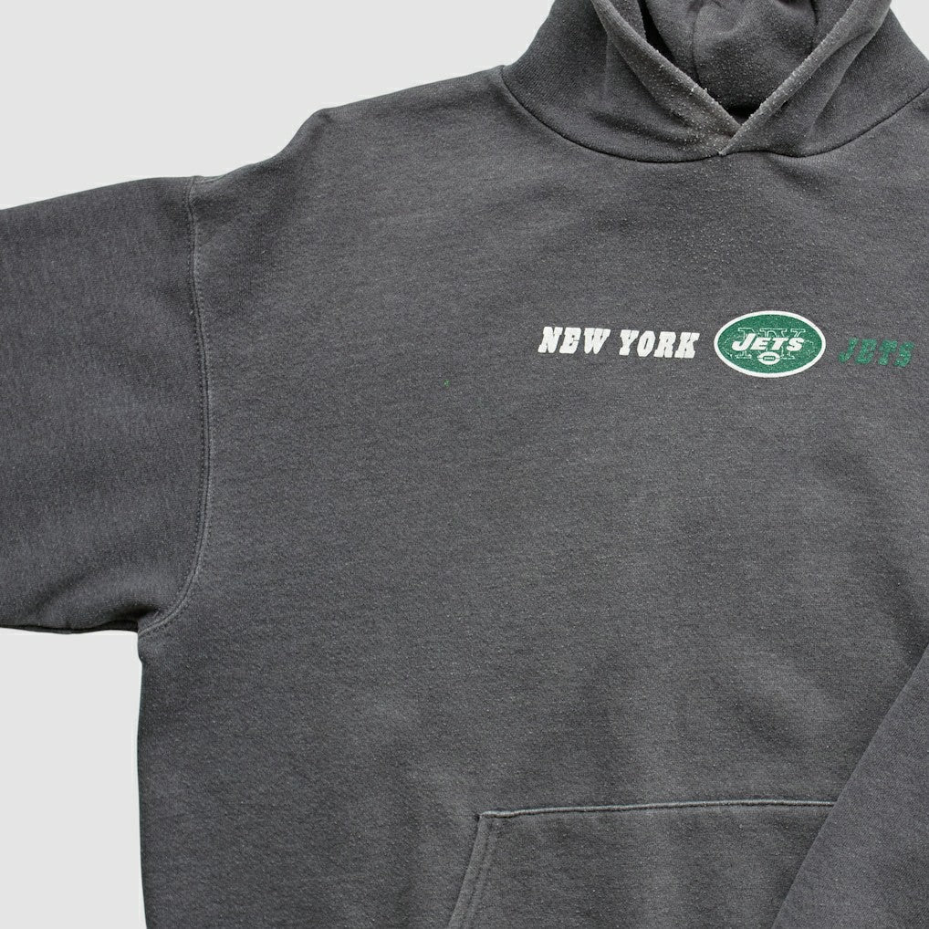 New York Jets Team Edition Apparel 2000s Hooded Pullover Sweatshirt - Charcoal Vintage sale