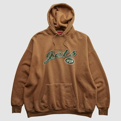 New York Jets NFL 2000s Hooded Pullover Sweatshirt - Brown Vintage cheap