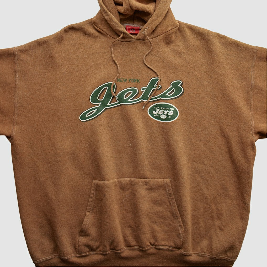 New York Jets NFL 2000s Hooded Pullover Sweatshirt - Brown Vintage cheap