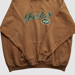 New York Jets NFL 2000s Hooded Pullover Sweatshirt - Brown Vintage cheap