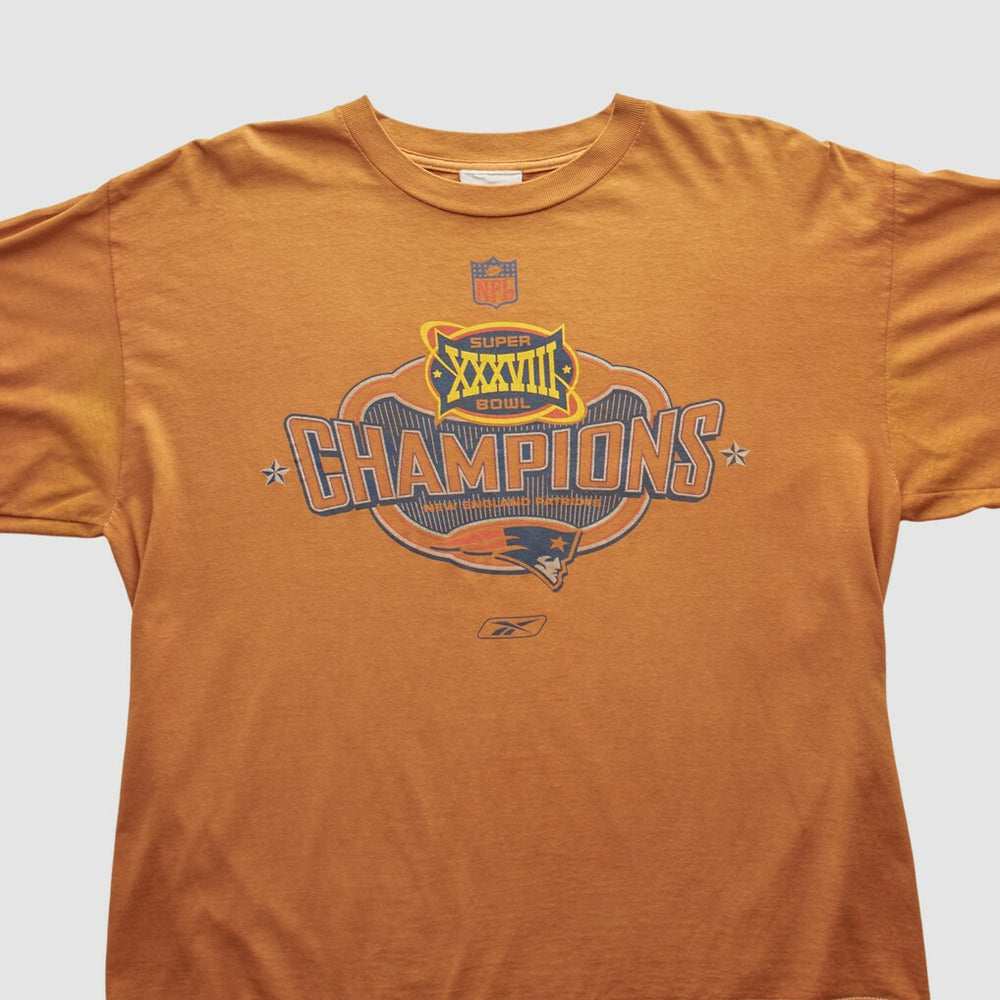 New England Patriots Reebok 2004 Long Sleeve T-shirt - Orange Vintage for sale