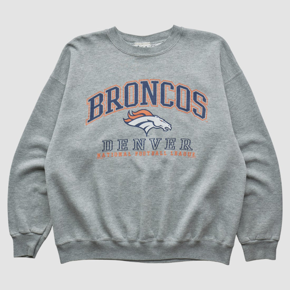 Denver Broncos Lee Sport 90s Pullover Sweatshirt - Heather Gray Vintage discount