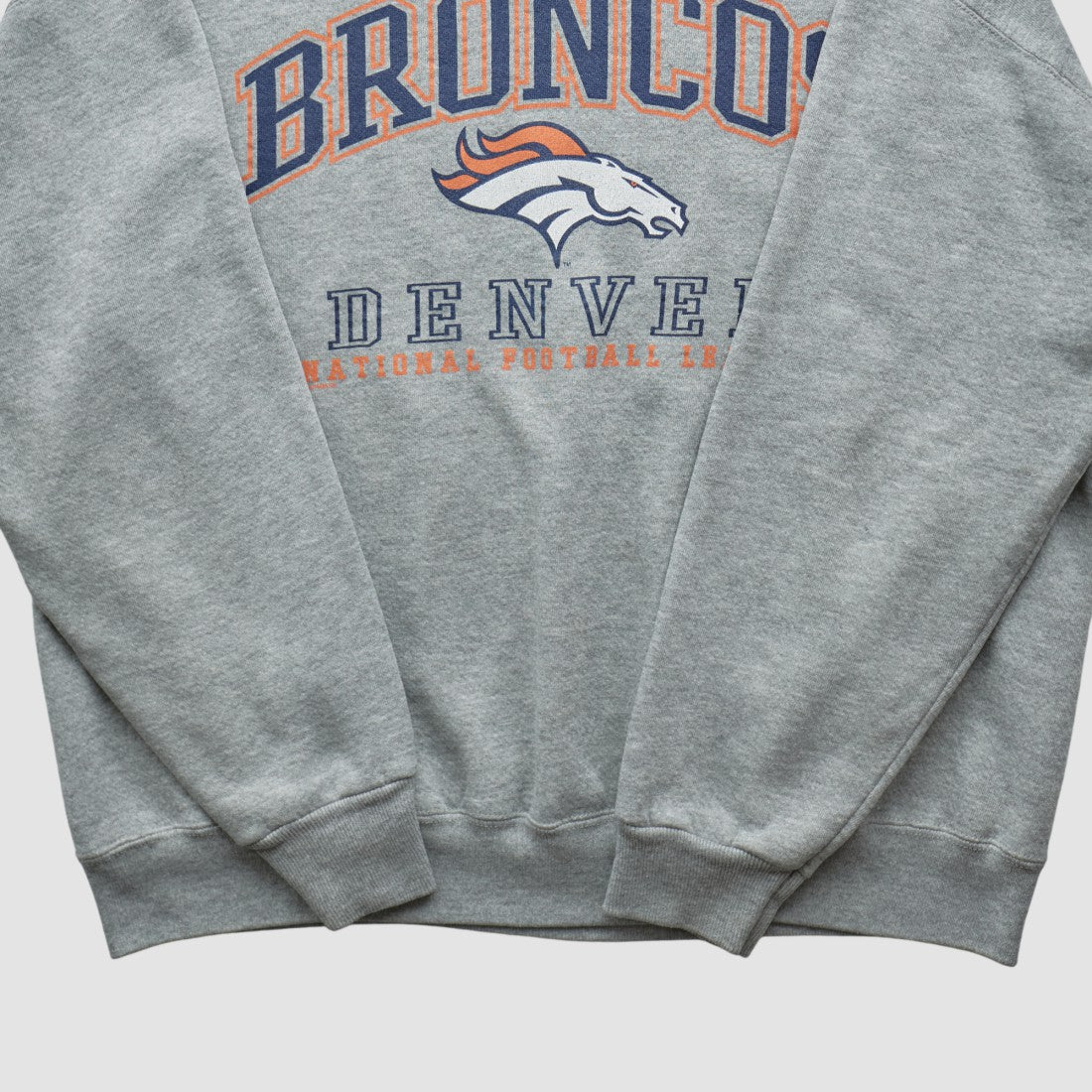 Denver Broncos Lee Sport 90s Pullover Sweatshirt - Heather Gray Vintage discount
