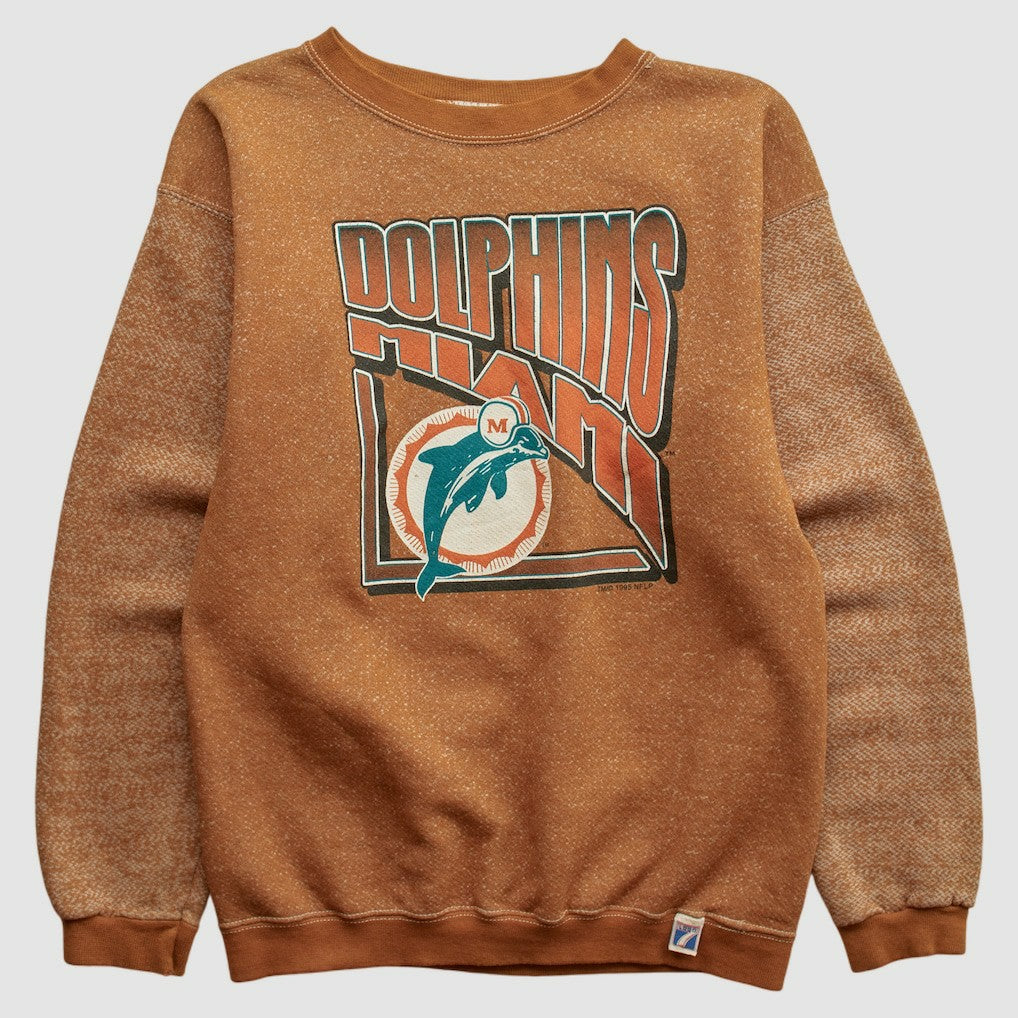 Miami Dolphins Logo 7 90s Pullover Sweatshirt - Brown Vintage discount