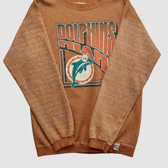 Miami Dolphins Logo 7 90s Pullover Sweatshirt - Brown Vintage discount