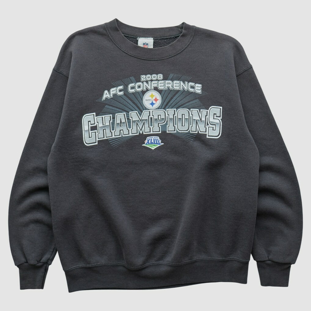 Pittsburgh Steelers NFL 2008 Pullover Sweatshirt - Charcoal Vintage sale