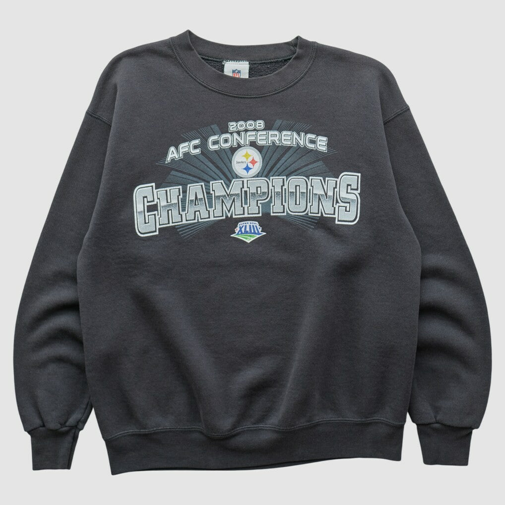 Pittsburgh Steelers NFL 2008 Pullover Sweatshirt - Charcoal Vintage sale