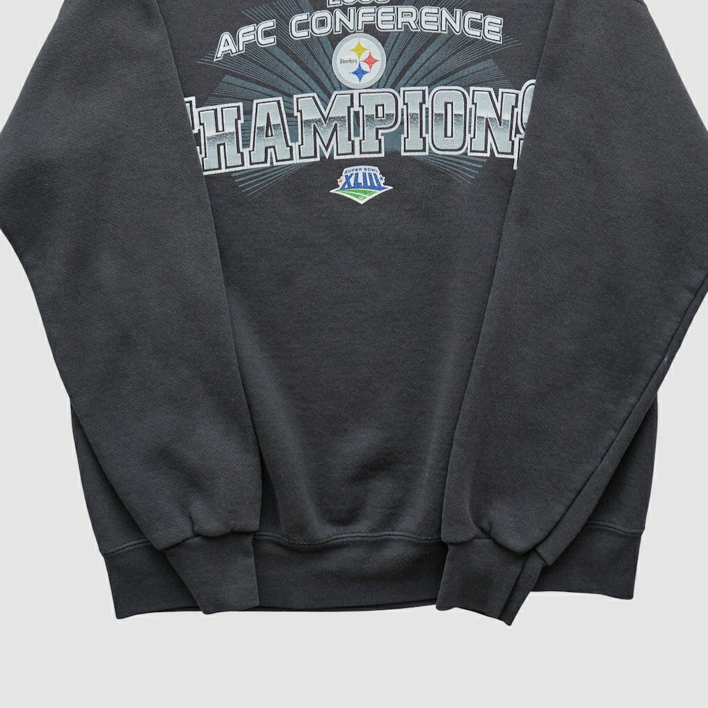 Pittsburgh Steelers NFL 2008 Pullover Sweatshirt - Charcoal Vintage sale