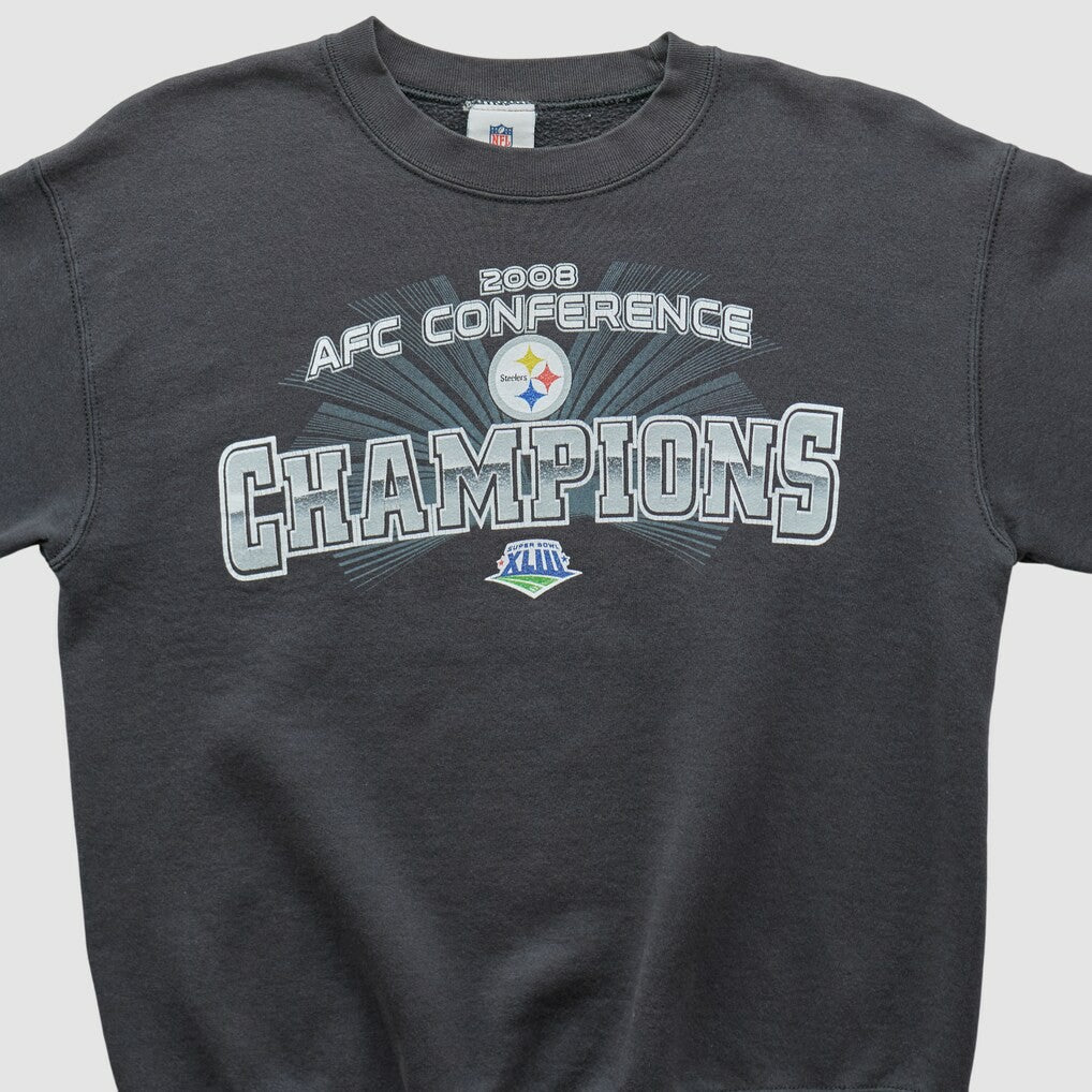 Pittsburgh Steelers NFL 2008 Pullover Sweatshirt - Charcoal Vintage sale