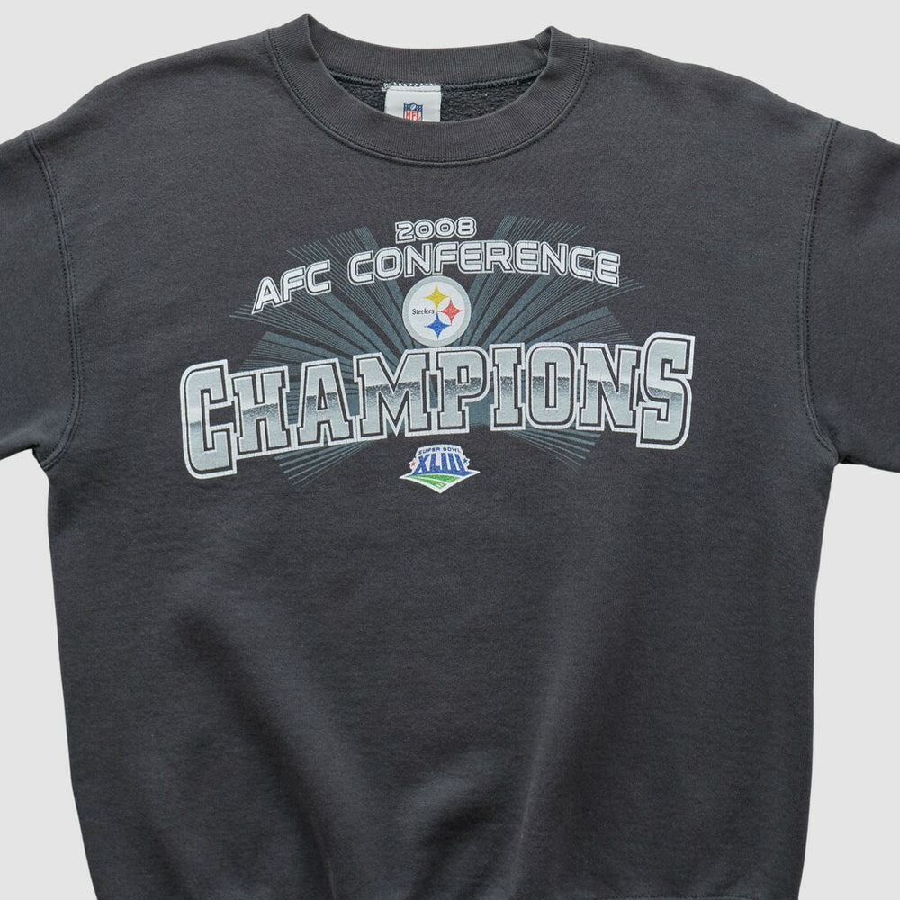 Pittsburgh Steelers NFL 2008 Pullover Sweatshirt - Charcoal Vintage sale