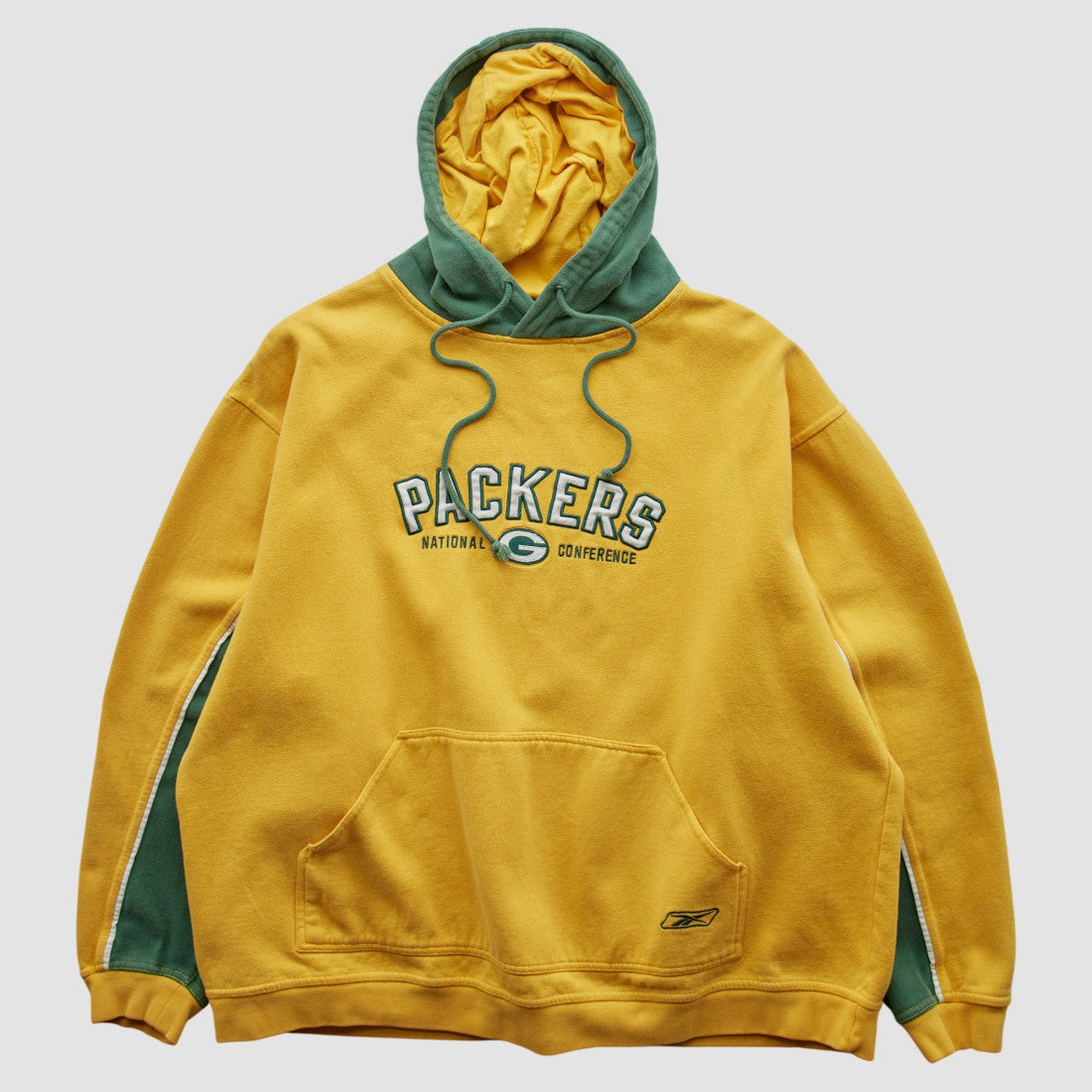 Green Bay Packers Reebok 2000s Hooded Pullover Sweatshirt - Yellow Vintage for sale
