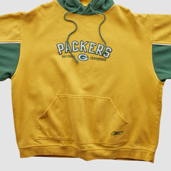 Green Bay Packers Reebok 2000s Hooded Pullover Sweatshirt - Yellow Vintage for sale
