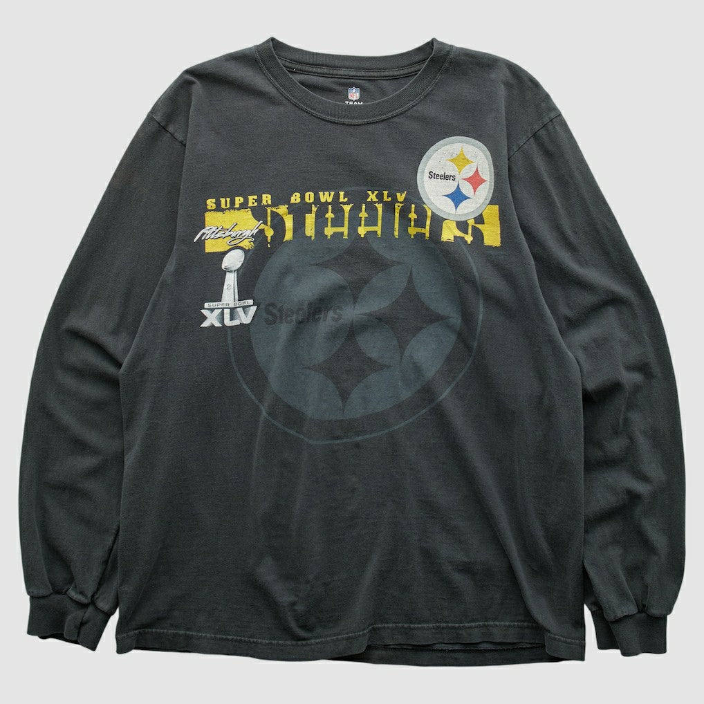 Pittsburgh Steelers NFL 2011 Long Sleeve T-shirt - Charcoal Vintage on sale