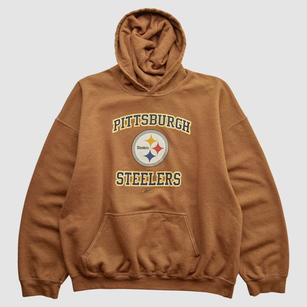 Pittsburgh Steelers Reebok 2000s Hooded Pullover Sweatshirt - Brown Vintage online