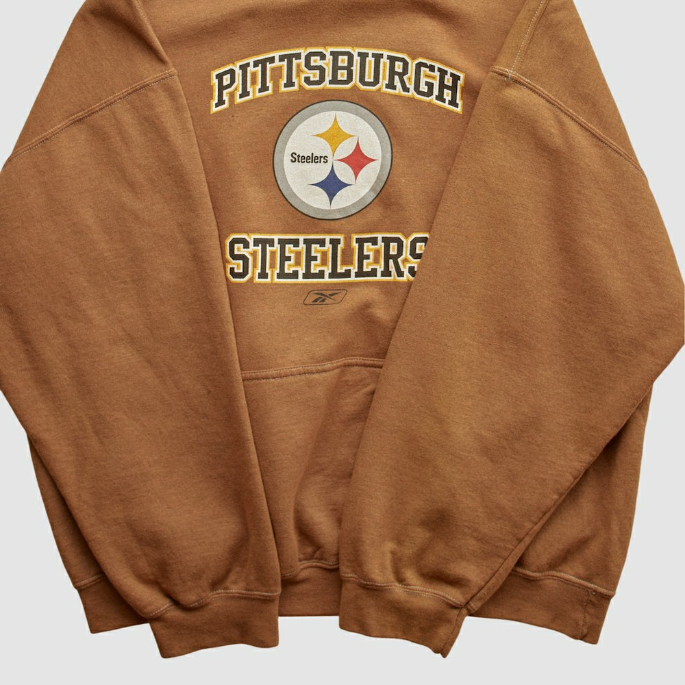 Pittsburgh Steelers Reebok 2000s Hooded Pullover Sweatshirt - Brown Vintage online