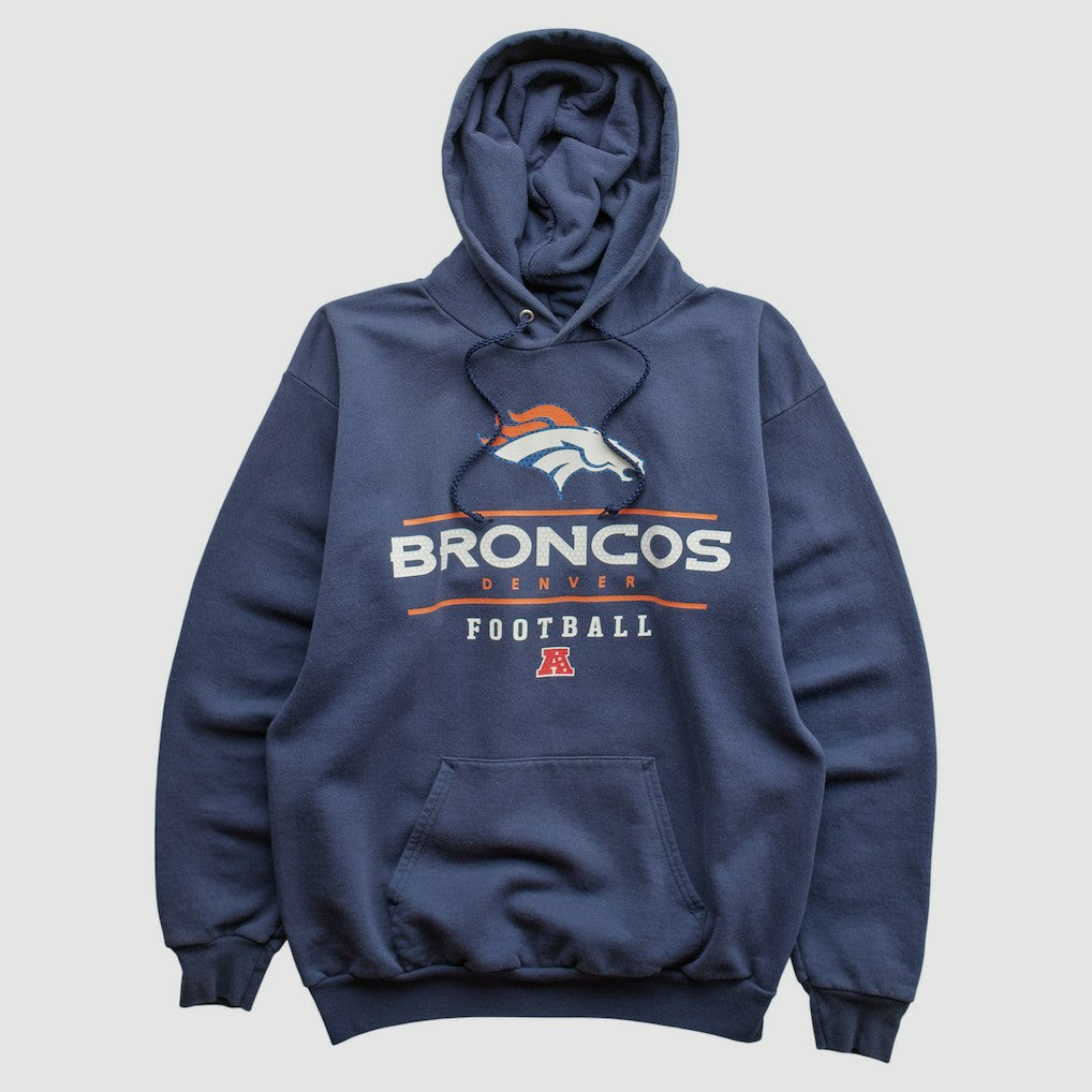 Denver Broncos NFL 2000s Hooded Pullover Sweatshirt - Navy Vintage cheap